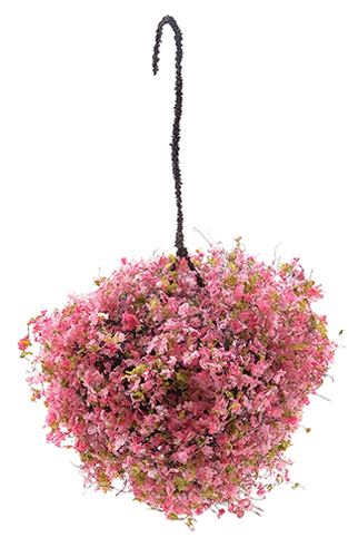 Dollhouse Miniature Hanging Basket: Pink-Fuchsia, Large